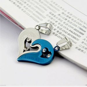 ❤️Stainless Steel Mens Womens Couple Necklace Pendant Love Heart Puzzle Matching